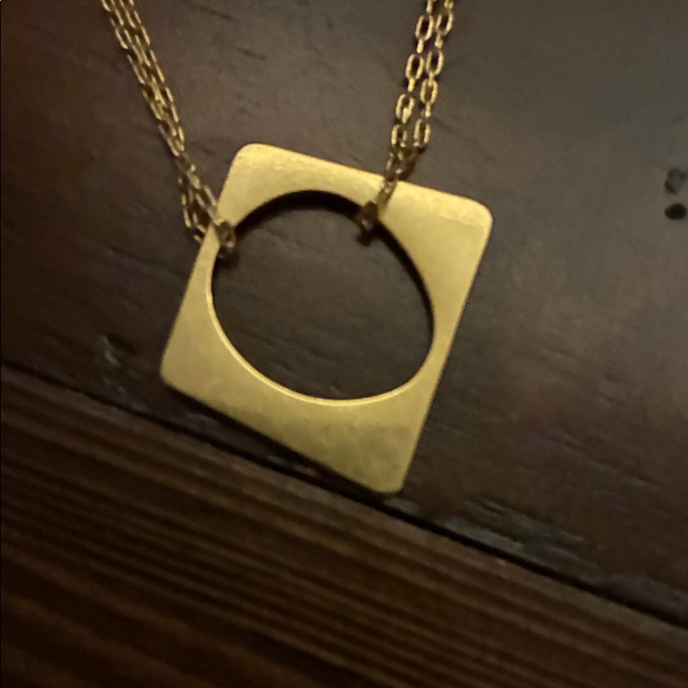 Madewell Gold Square Pendant Necklace with Circular Cutout